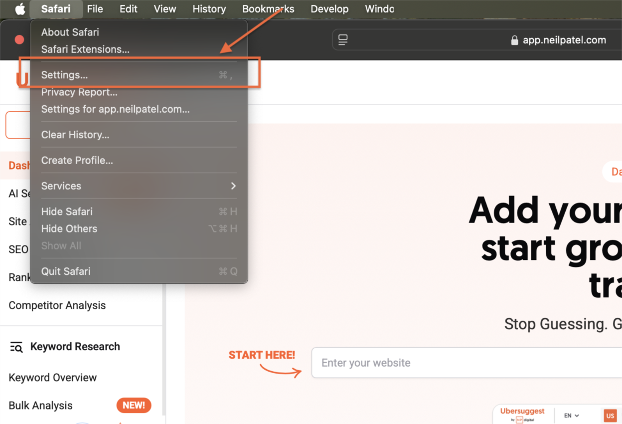 Safari: Settings