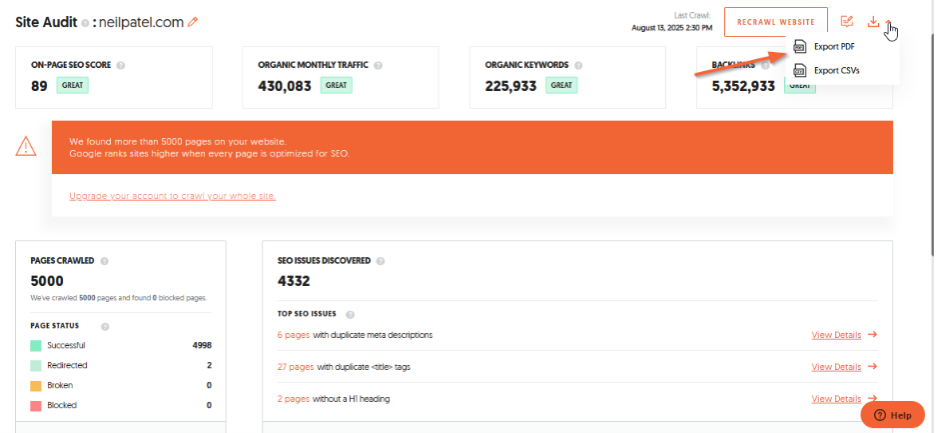 Site Audit Reports