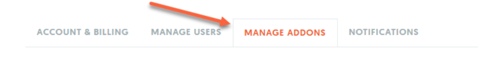 Account & Billing page with the Manage Add-Ons tab highlighted