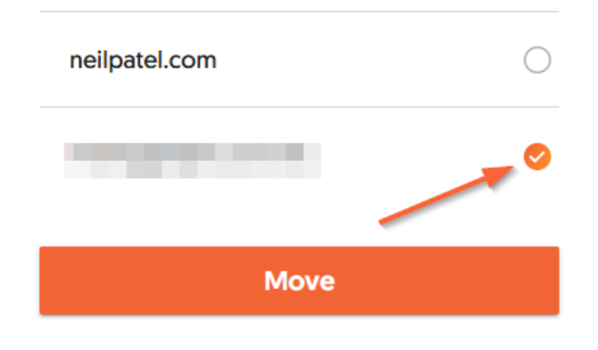 Select the correct project and Move