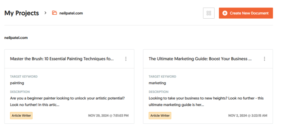 Locate your projects and documents