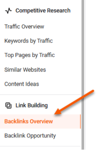Backlinks Overview feature allows you to find existing backlinks from any website.