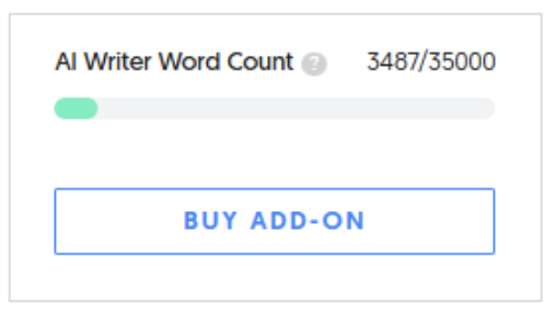 Screenshot of the dashboard showing remaining monthly word credits.