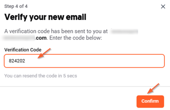 Enter new email step in Ubersuggest prompting the user to input a new email address and click Send Code to continue.